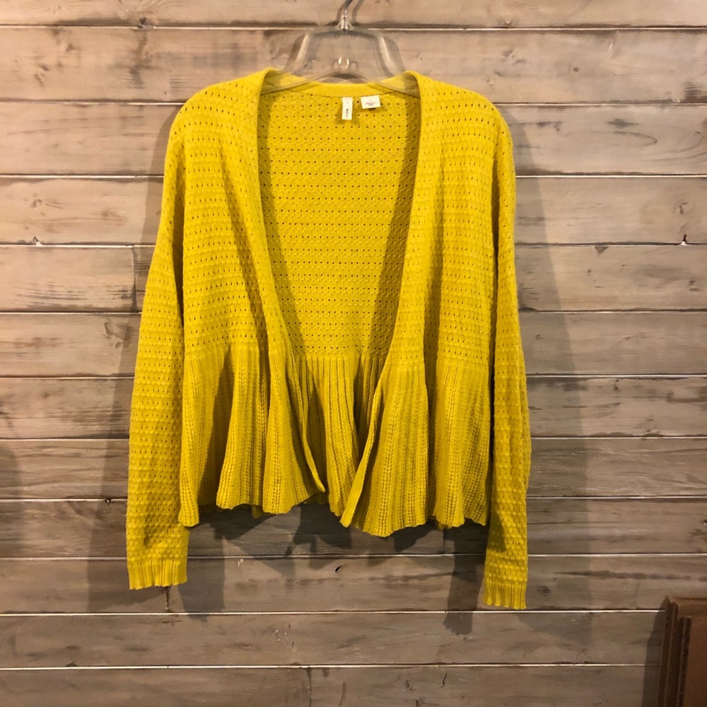 Anthropologie moth yellow cardi